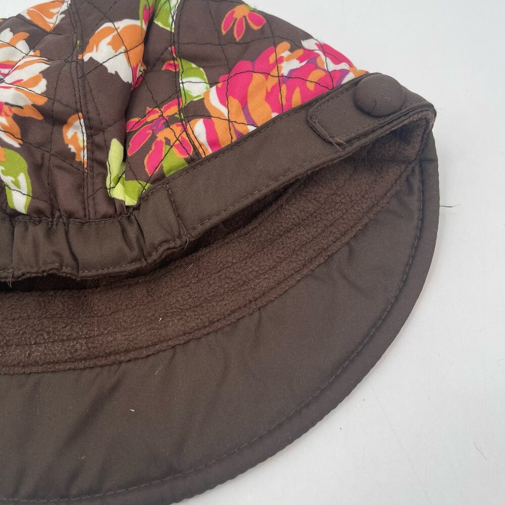 VERA BRADLEY Hat Cap English Rose Newgirl Cozy Fleece Lining Brown Casual Fall - Picture 10 of 14